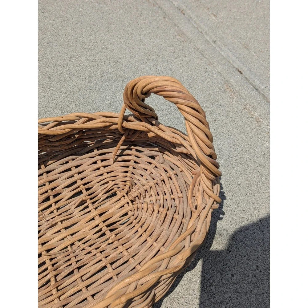 Rustic Farmhouse Wicker Gathering Basket Double Handle Cottagecore 18x12